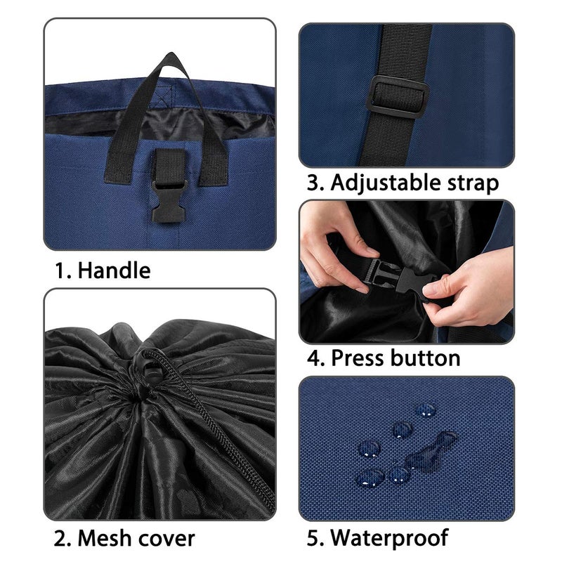 Chrislley 106L Extra Large Laundry Hamper with Drawstring Dorm Room Backpack Laundry Bag Collapsible Laundry Basket for College Students Travel Day Tripï¼ˆDark Blueï¼‰ - Image 4